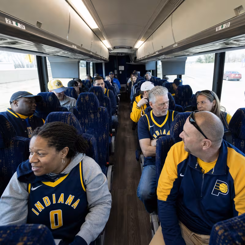 Passenger seating aboard a Indianapolis party bus rental