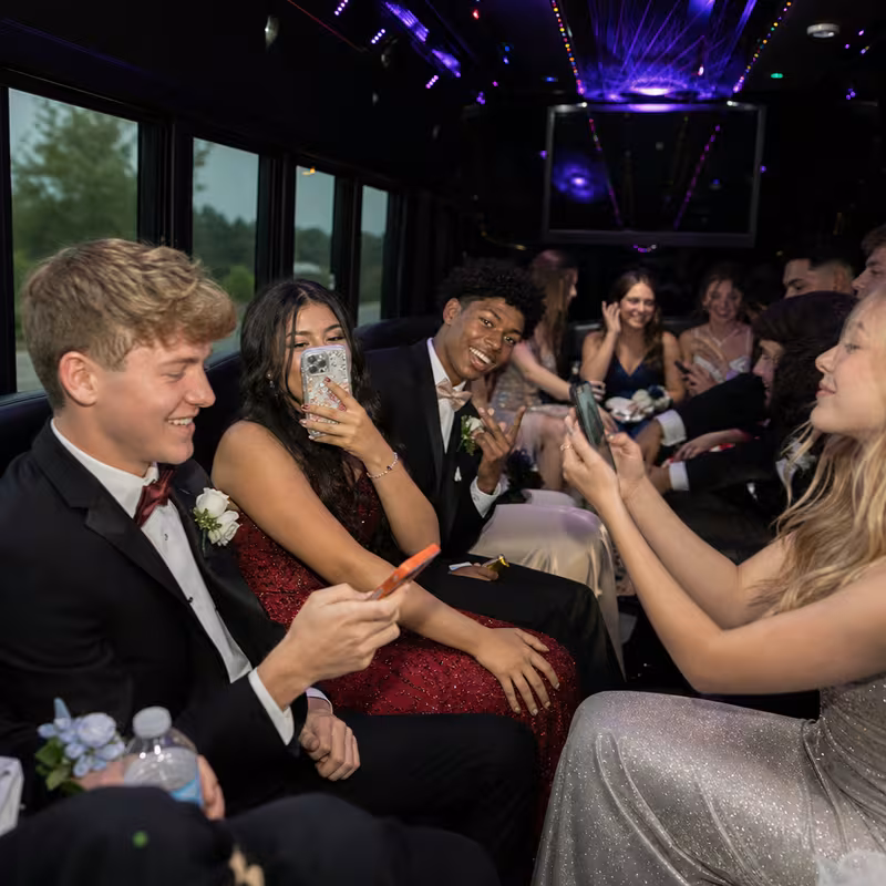 Black Mercedes Sprinter van staged for an Indianapolis Prom & Homecoming Transportation group