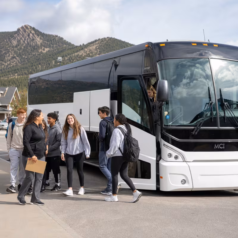 Black Mercedes Sprinter van staged for an Indianapolis School Transportation group