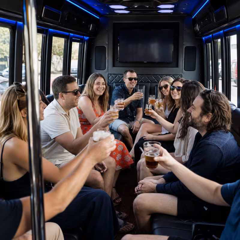 Black Mercedes Sprinter van staged for an Indianapolis Winery & Brewery Tour Transportation group