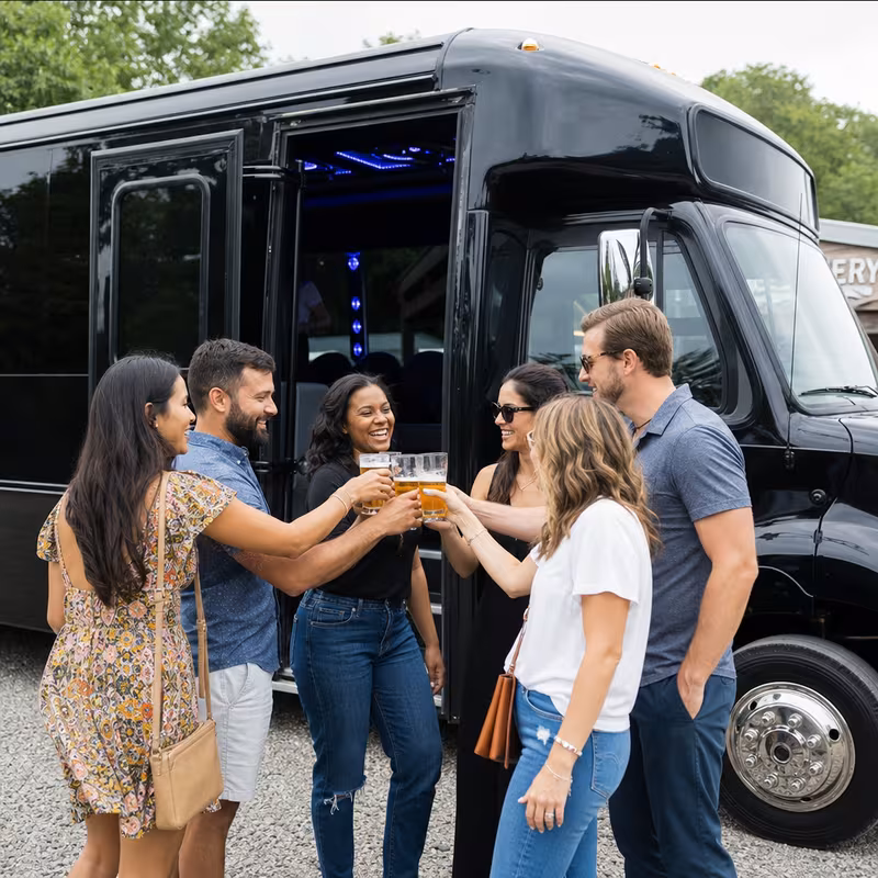 Passengers loading luggage while boarding an Indianapolis group shuttle