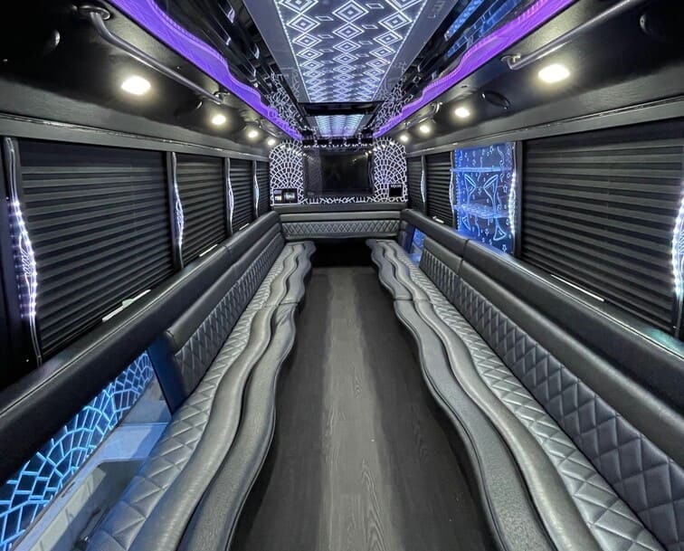 Evansville 30 Passenger Party Bus White Interior